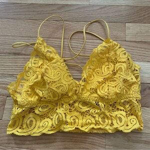 PINK Victoria's Secret Bralette Womens Medium Yellow Lace